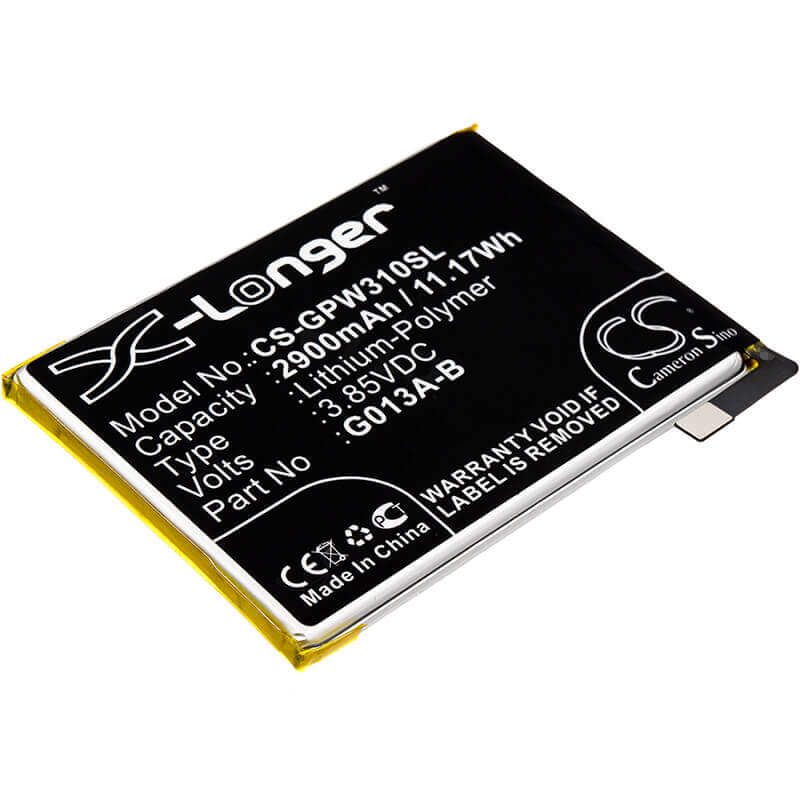 3.85V, Li-Polymer, 2900mAh, SmartPhone battery fits Google, 823-00073-01, G013a, G013b, 11.17Wh Mobile, SmartPhone Cameron Sino Technology Limited (Smartphone)