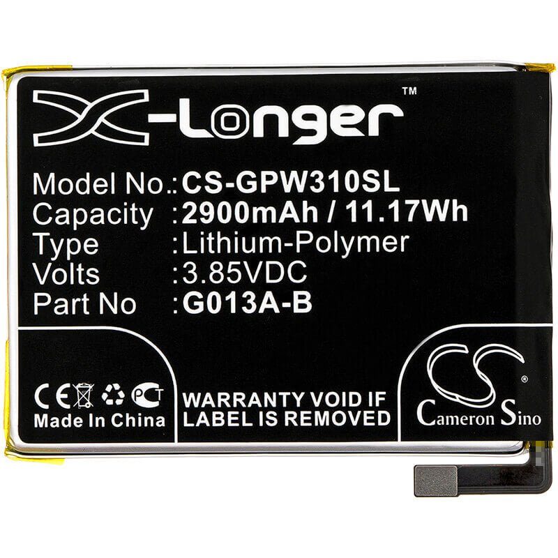3.85V, Li-Polymer, 2900mAh, SmartPhone battery fits Google, 823-00073-01, G013a, G013b, 11.17Wh Mobile, SmartPhone Cameron Sino Technology Limited (Smartphone)