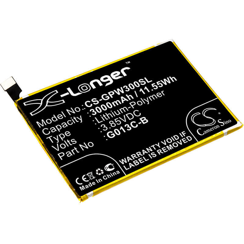 3.85V, Li-Polymer, 3000mAh, SmartPhone battery fits Google, 823-00086-01, G013c, Pixel 3 Xl, 11.55Wh Mobile, SmartPhone Cameron Sino Technology Limited (Smartphone)