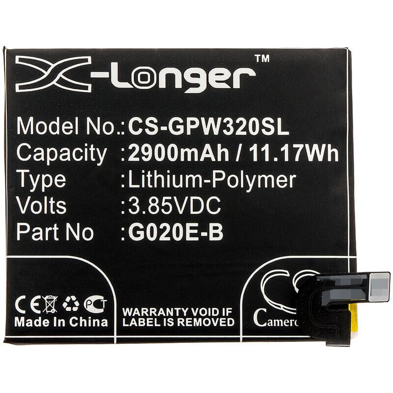 3.85V, Li-Polymer, 2900mAh, SmartPhone battery fits Google, G020e-b, G020e, G020f, 11.17Wh Mobile, SmartPhone Cameron Sino Technology Limited (Smartphone)