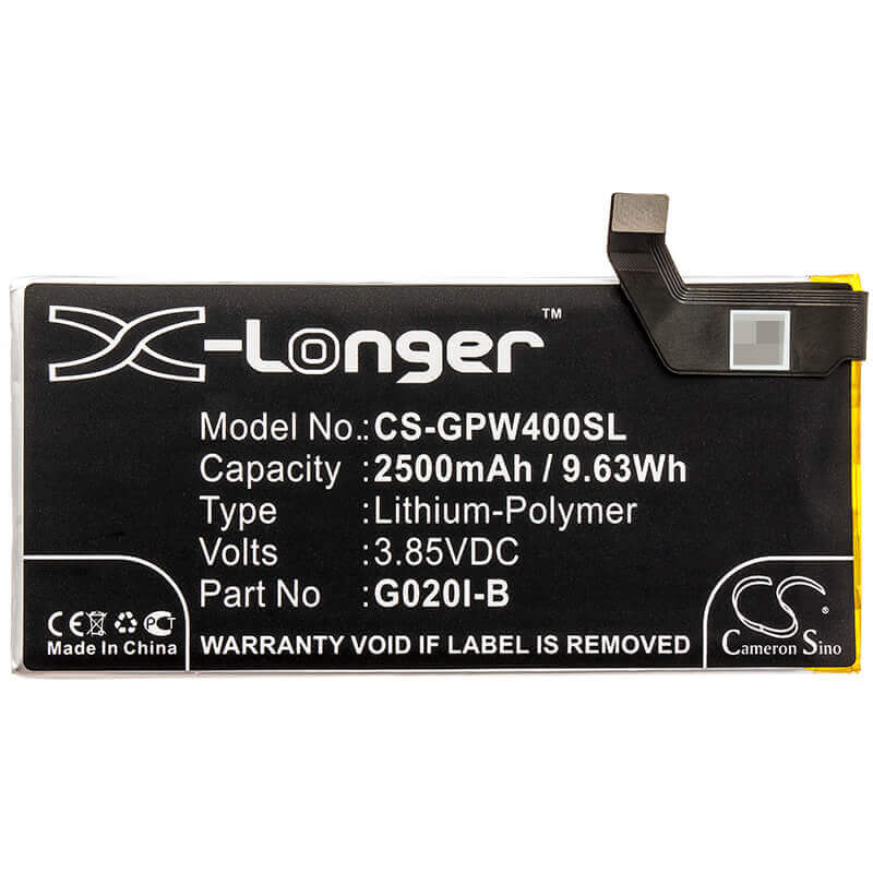 3.85V, Li-Polymer, 2500mAh, SmartPhone battery fits Google, G020i-b, G020m, Pixel 4, 9.63Wh Mobile, SmartPhone Cameron Sino Technology Limited (Smartphone)