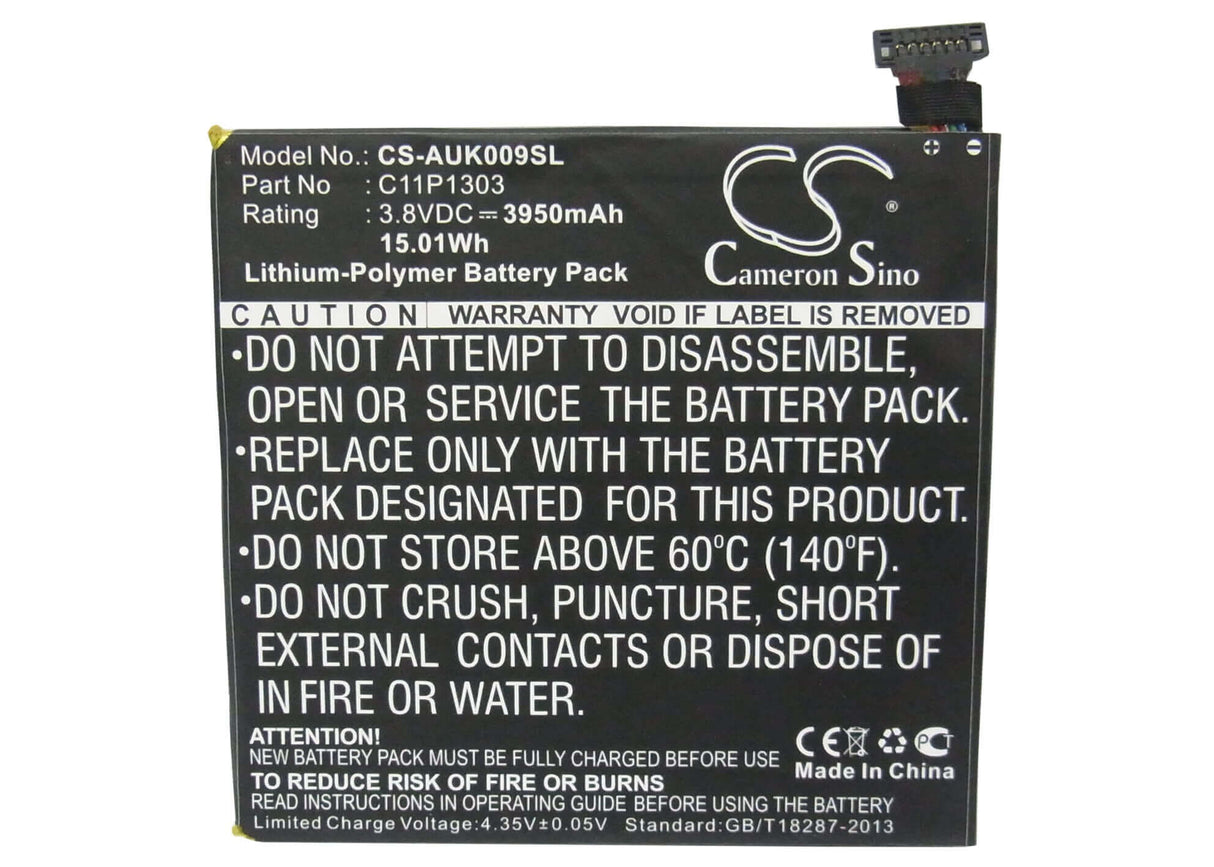 3.8V, Li-Polymer, 3950mAh, Tablet battery fits Asus, Google, C11p1303, K009, Me571k, 15.01Wh Tablet Cameron Sino Technology Limited