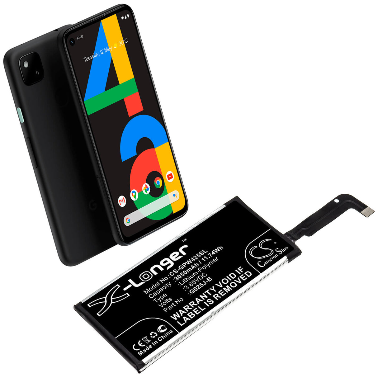 Smartphone battery For Google, Pixel, 4a 3.85v, 3050mah - 11.74wh Mobile, SmartPhone Cameron Sino Technology Limited (Smartphone)