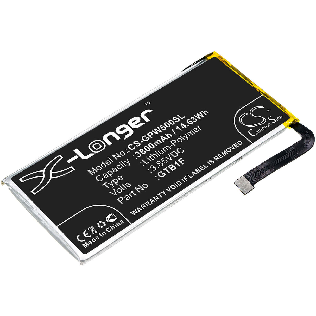 3.85V, Li-Polymer, 3800mAh, SmartPhone battery fits Google, Gtb1f, Pixel 5, 14.63Wh Mobile, SmartPhone Cameron Sino Technology Limited (Smartphone)