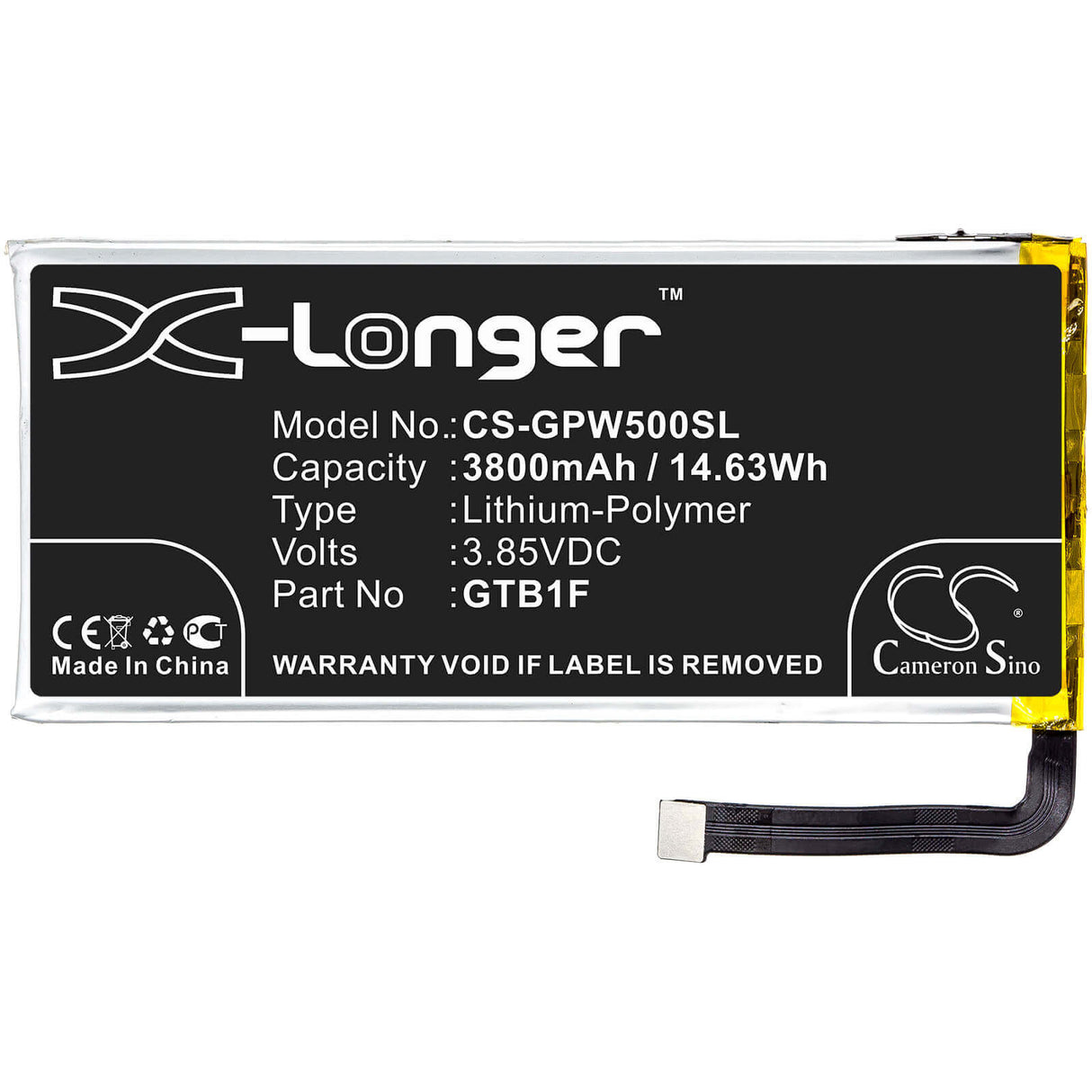 3.85V, Li-Polymer, 3800mAh, SmartPhone battery fits Google, Gtb1f, Pixel 5, 14.63Wh Mobile, SmartPhone Cameron Sino Technology Limited (Smartphone)