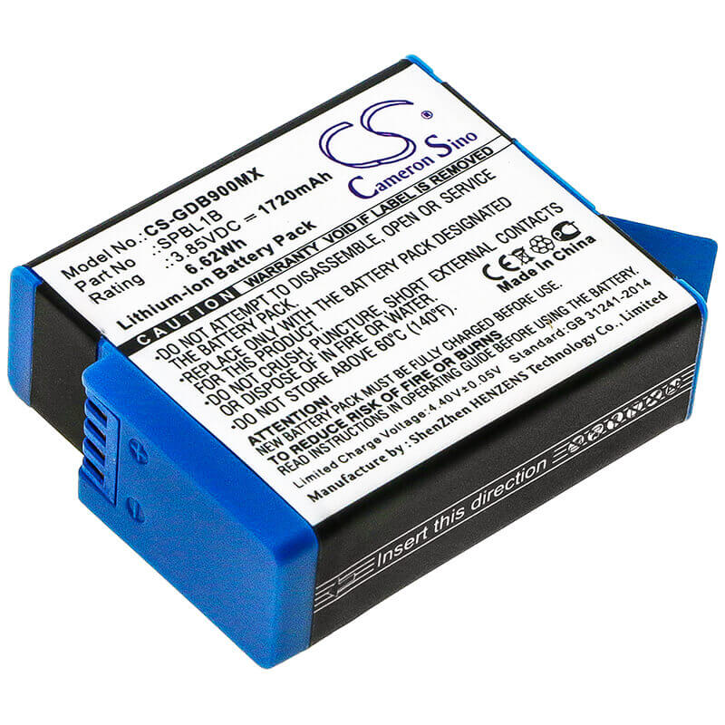 3.85V, Li-ion, 1720mAh, Camera battery fits Gopro, Adbat-001, Ahdbt-901, Hero 10, 6.622Wh Camera Cameron Sino Technology Limited (Camera)