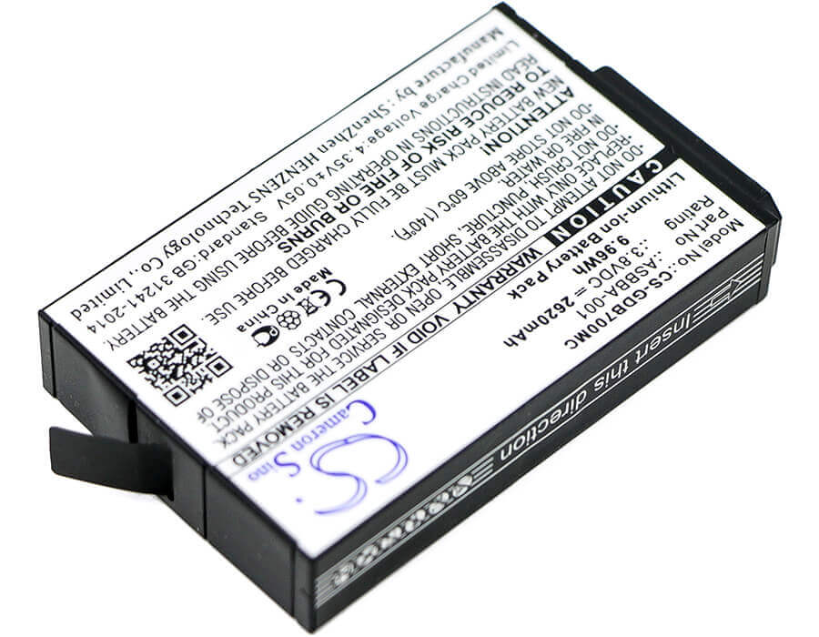 3.8V, Li-ion, 2620mAh, Camera battery fits Gopro, 601-12862-000, Fusion, Fusion Vr 360, 9.956Wh Camera Cameron Sino Technology Limited (Camera)