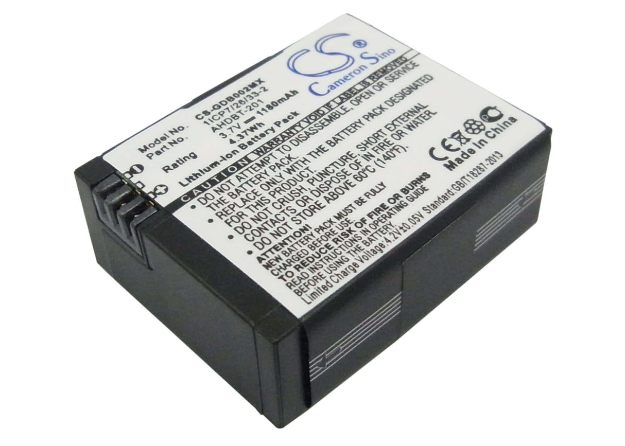 Camera Battery For Gopro Hd Hero3 Black Edition, 3.7v, 1180mah - 4.37wh Camera Cameron Sino Technology Limited (Camera)
