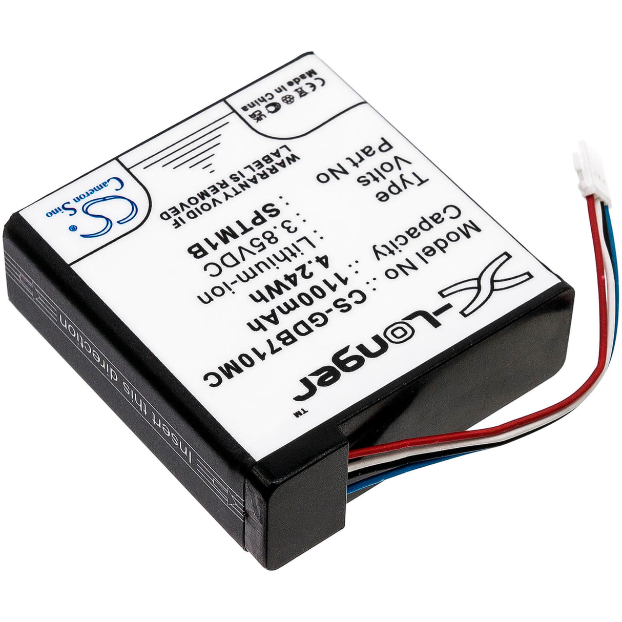 3.85V, Li-ion, 1100mAh, Camera battery fits Gopro, Sptm1b, Hero 7 Silver, Hero 7 White, 4.235Wh Camera Cameron Sino Technology Limited (Camera)