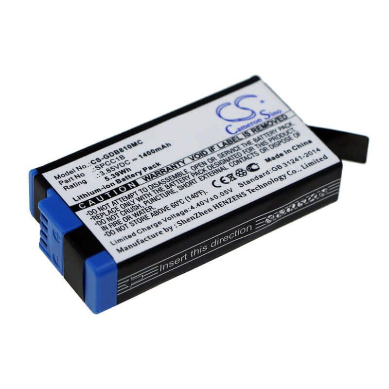 3.85V, Li-ion, 1400mAh, Camera battery fits Gopro, 601-26762-000, Acbat-001, Max, 5.39Wh Camera Cameron Sino Technology Limited (Camera)