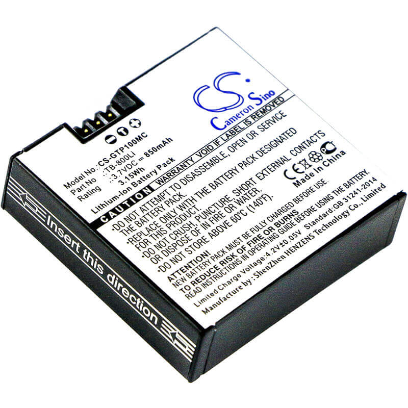 3.7V, Li-ion, 850mAh, Camera battery fits Gotop, Tb-800li, G1, 3.145Wh Camera Cameron Sino Technology Limited (Camera)