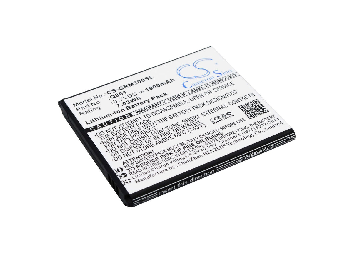 3.7V, Li-ion, 1900mAh, SmartPhone battery fits Green Orange, Q801, Go M3, M3, 7.03Wh Mobile, SmartPhone Cameron Sino Technology Limited (Smartphone)
