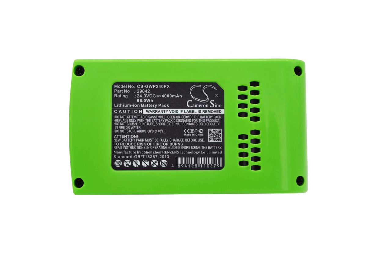 24.0V, Li-ion, 4000mAh, batterie pour outils électriques compatible avec Powerworks, Stiga, Greenworks, Alpina, Chargeur 24v 2 emplacements 2 Amp, Bla 24 Li, C 24 Li, 96Wh Outils électriques Cameron Sino Technology Limited (Outils électriques)