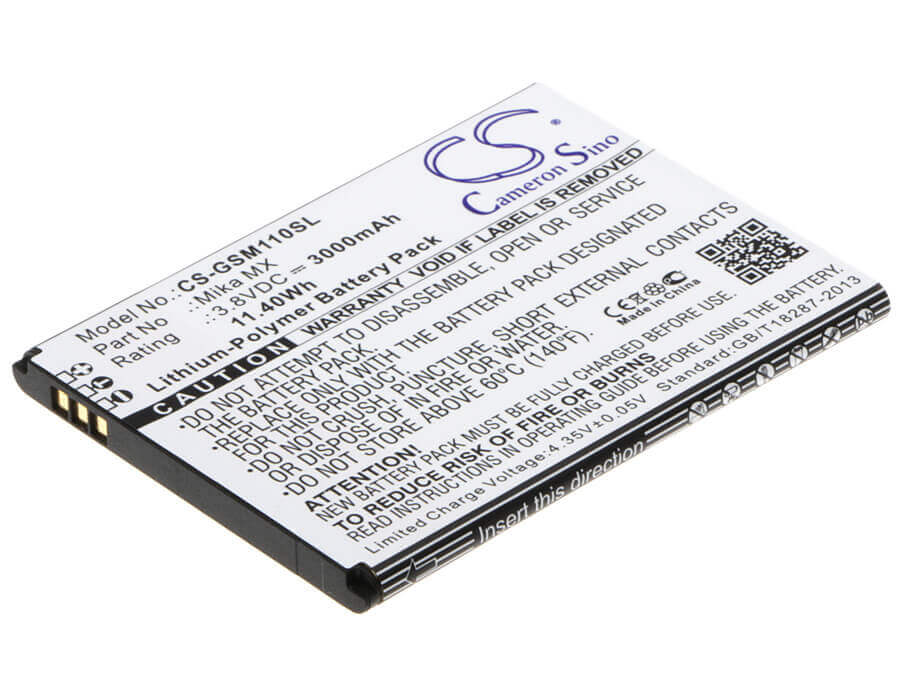 3.8V, Li-Polymer, 3000mAh, SmartPhone battery fits Gsmart, Mika Mx, Mika Mx, Mika Mx Dual Sim Lte, 11.4Wh Mobile, SmartPhone Cameron Sino Technology Limited (Smartphone)