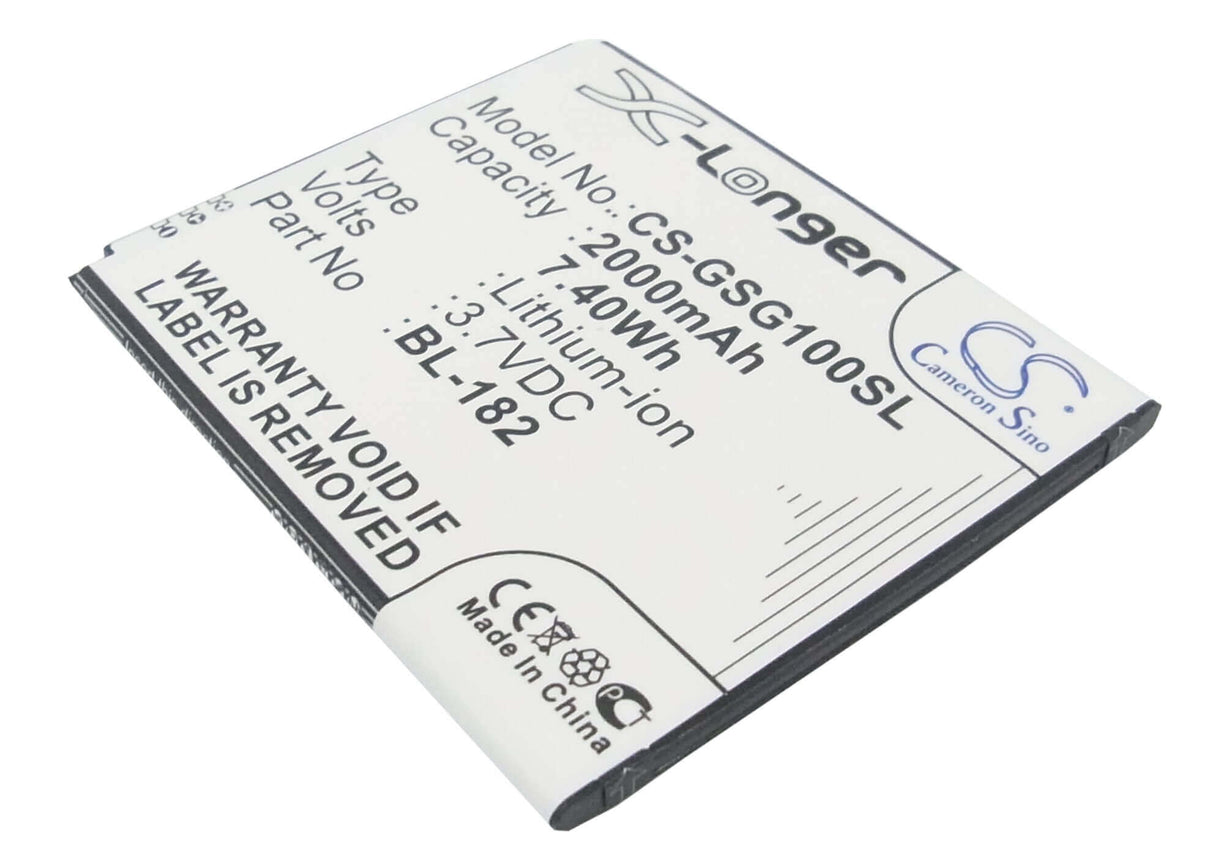 3.7V, Li-ion, 2000mAh, SmartPhone battery fits Gsmart, Bl-182, S1, Sierra S1, 7.4Wh Mobile, SmartPhone Cameron Sino Technology Limited (Smartphone)