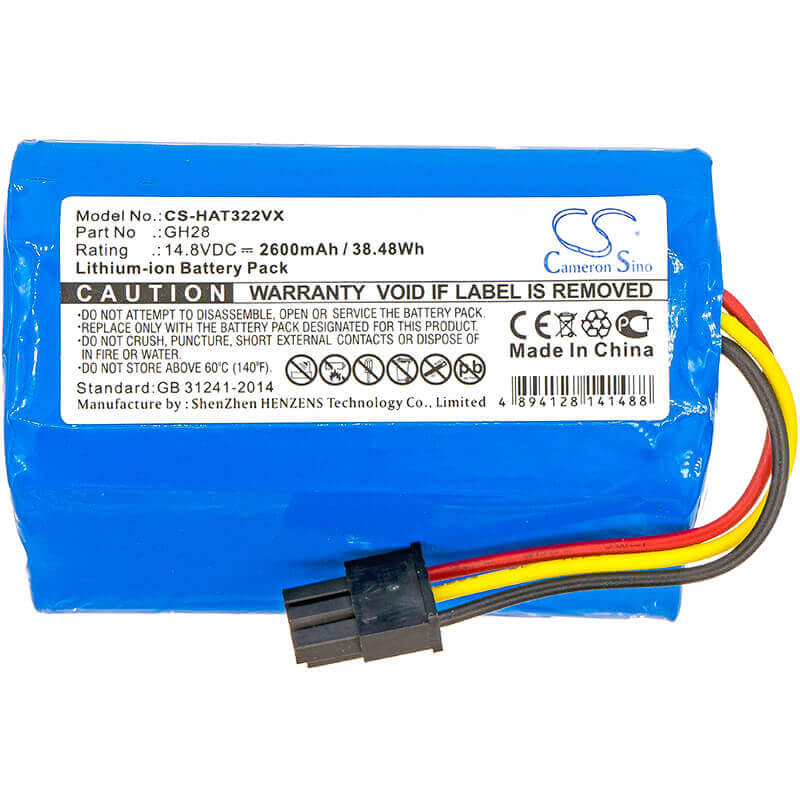 14.8V, Li-ion, 2600mAh, Vacuum battery fits Fomt, Liectroux, E-550g/w, 38.48Wh Vacuum Cameron Sino Technology Limited