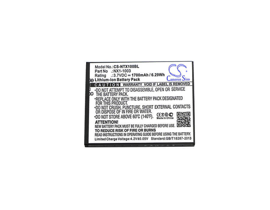 Batterie de scanner de codes-barres pour appareil portable, Nautiz X1 3.7v, 1700mah - 6.29wh Scanner de codes-barres Cameron Sino Technology Limited