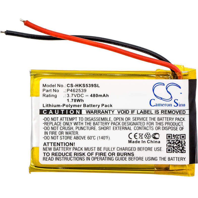 3.7V, Li-Polymer, 480mAh, Headset battery fits Harman/kardon, P462539, Soho, 1.78Wh Wireless Headset Cameron Sino Technology Limited