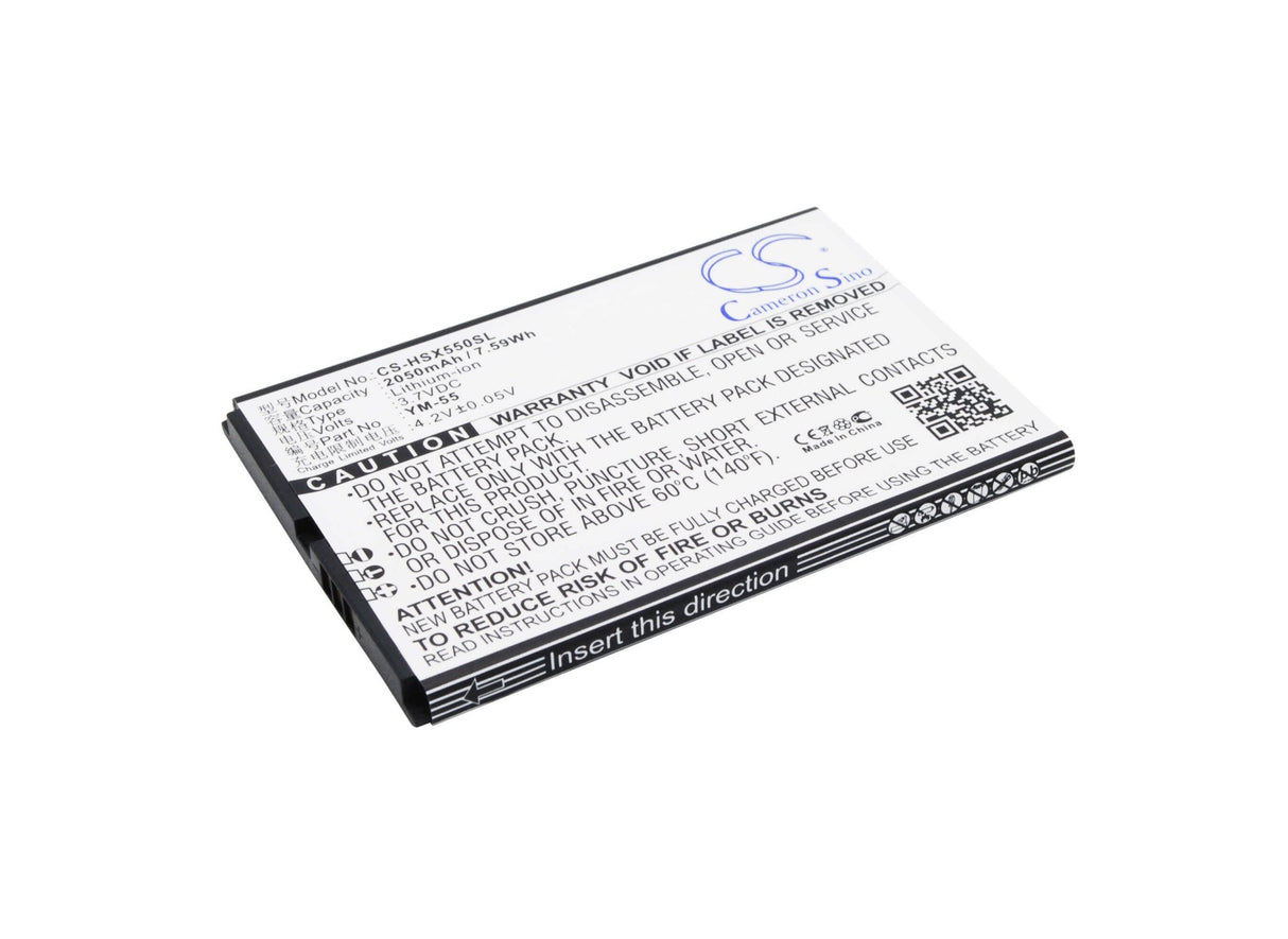 3.7V, Li-ion, 2050mAh, SmartPhone battery fits Hasee, Ym-55, X55, X55 Pro 4g, 7.59Wh Mobile, SmartPhone Cameron Sino Technology Limited (Suspended)