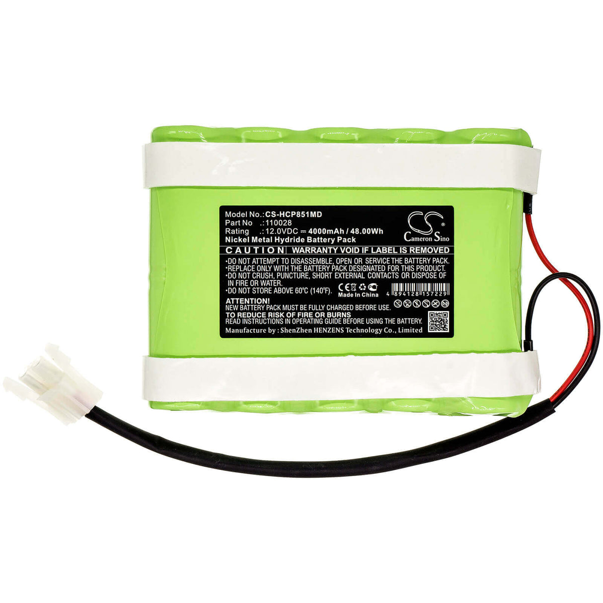 12.0V, Ni-MH, 4000mAh, Medical battery fits Hellige, 110028, Defi Scp851, Defi Scp852, 48.00Wh Medical Cameron Sino Technology Limited (Medical)