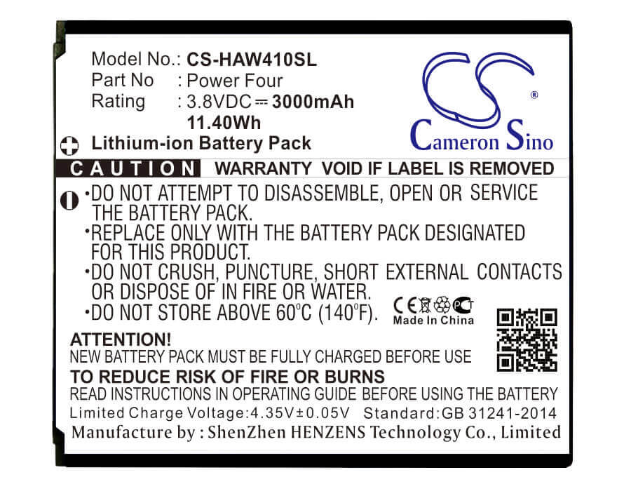 3.8V, Li-ion, 3000mAh, SmartPhone battery fits Highscreen, Power Four, Power Four, 11.4Wh Mobile, SmartPhone Cameron Sino Technology Limited (Smartphone)