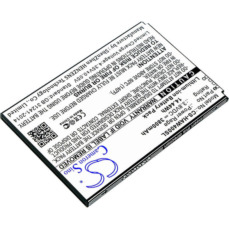 3,8V, Li-ion, 3800mAh, batterie de smartphone compatible avec Highscreen, Power Rage, Power Rage, 14,44Wh Mobile, SmartPhone Cameron Sino Technology Limited (Suspendu)