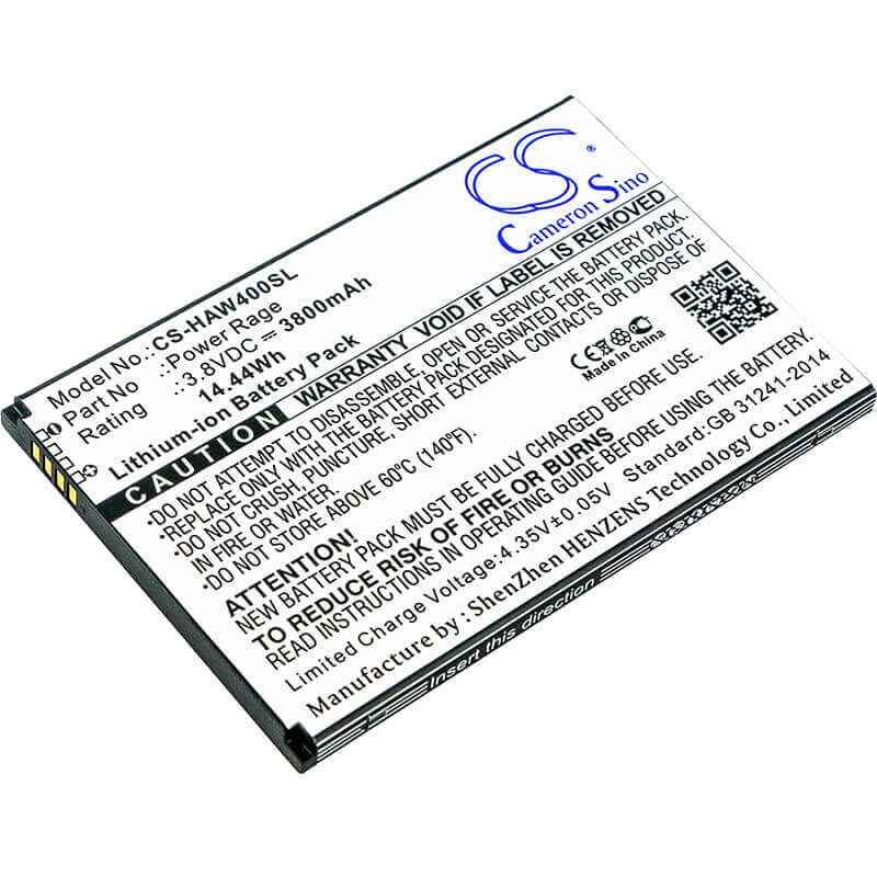3,8V, Li-ion, 3800mAh, batterie de smartphone compatible avec Highscreen, Power Rage, Power Rage, 14,44Wh Mobile, SmartPhone Cameron Sino Technology Limited (Suspendu)