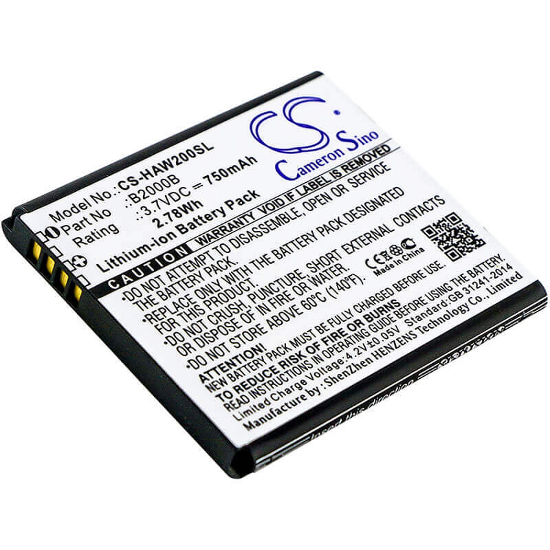 Batterie de smartphone 3.7V, Li-ion, 750mAh, compatible avec Highscreen, B2000b, Winwin, 2.78Wh Mobile, Smartphone Cameron Sino Technology Limited (Smartphone)