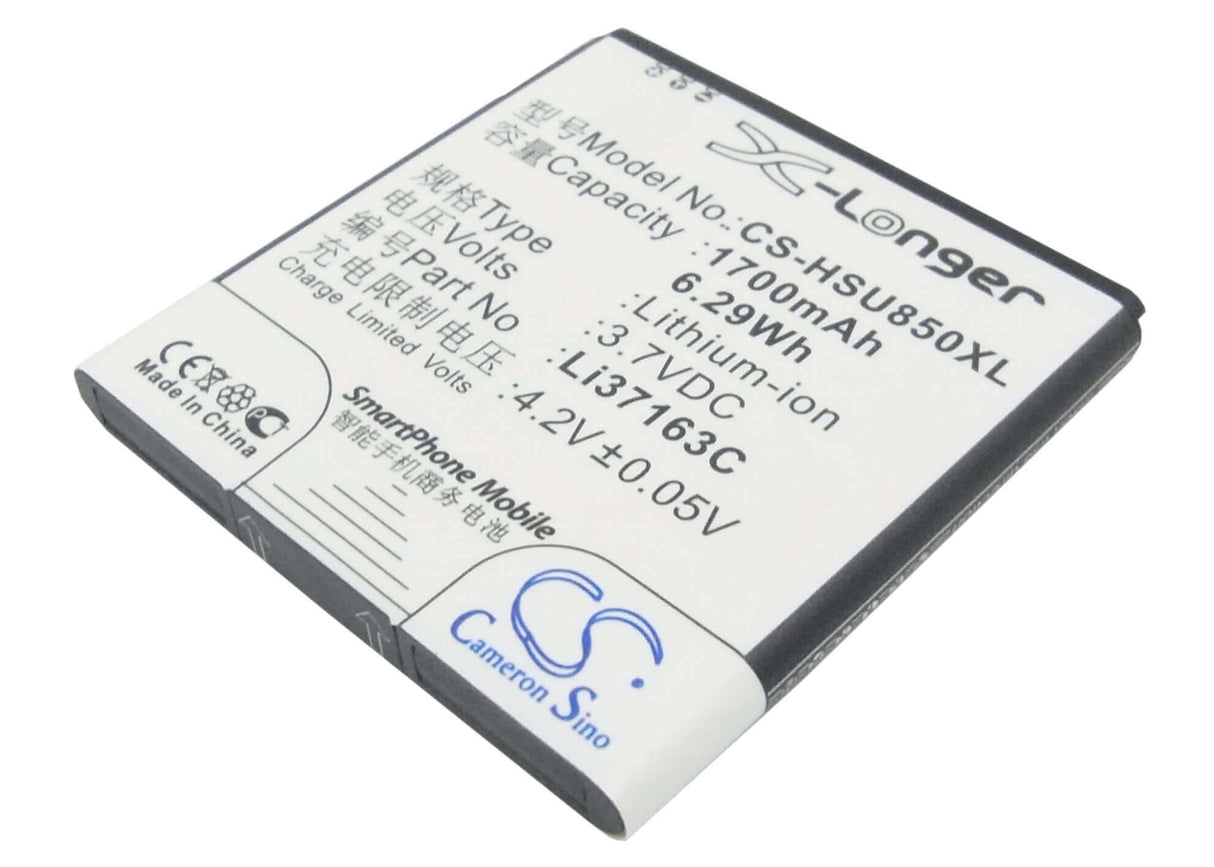 3.7V, Li-ion, 1700mAh, SmartPhone battery fits Hisense, Li37163c, Eg870, Eg876, 6.29Wh Mobile, SmartPhone Cameron Sino Technology Limited (Suspended)