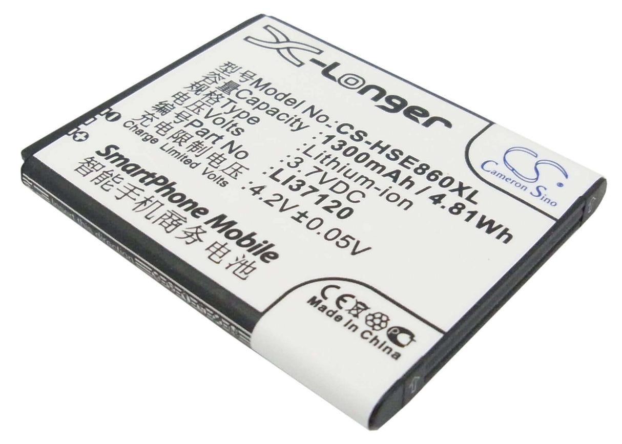 3.7V, Li-ion, 1300mAh, SmartPhone battery fits Hisense, Li37120, E830, E860, 4.81Wh Mobile, SmartPhone Cameron Sino Technology Limited (Suspended)