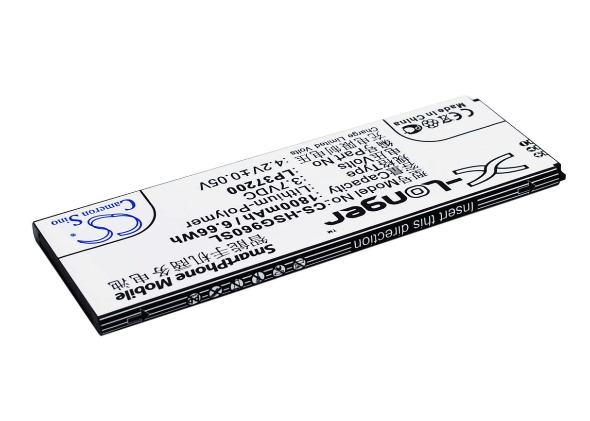 3.7V, Li-Polymer, 1800mAh, SmartPhone battery fits Hisense, Lp37200, Hs-g960, Hs-t960, 6.66Wh Mobile, SmartPhone Cameron Sino Technology Limited (Suspended)