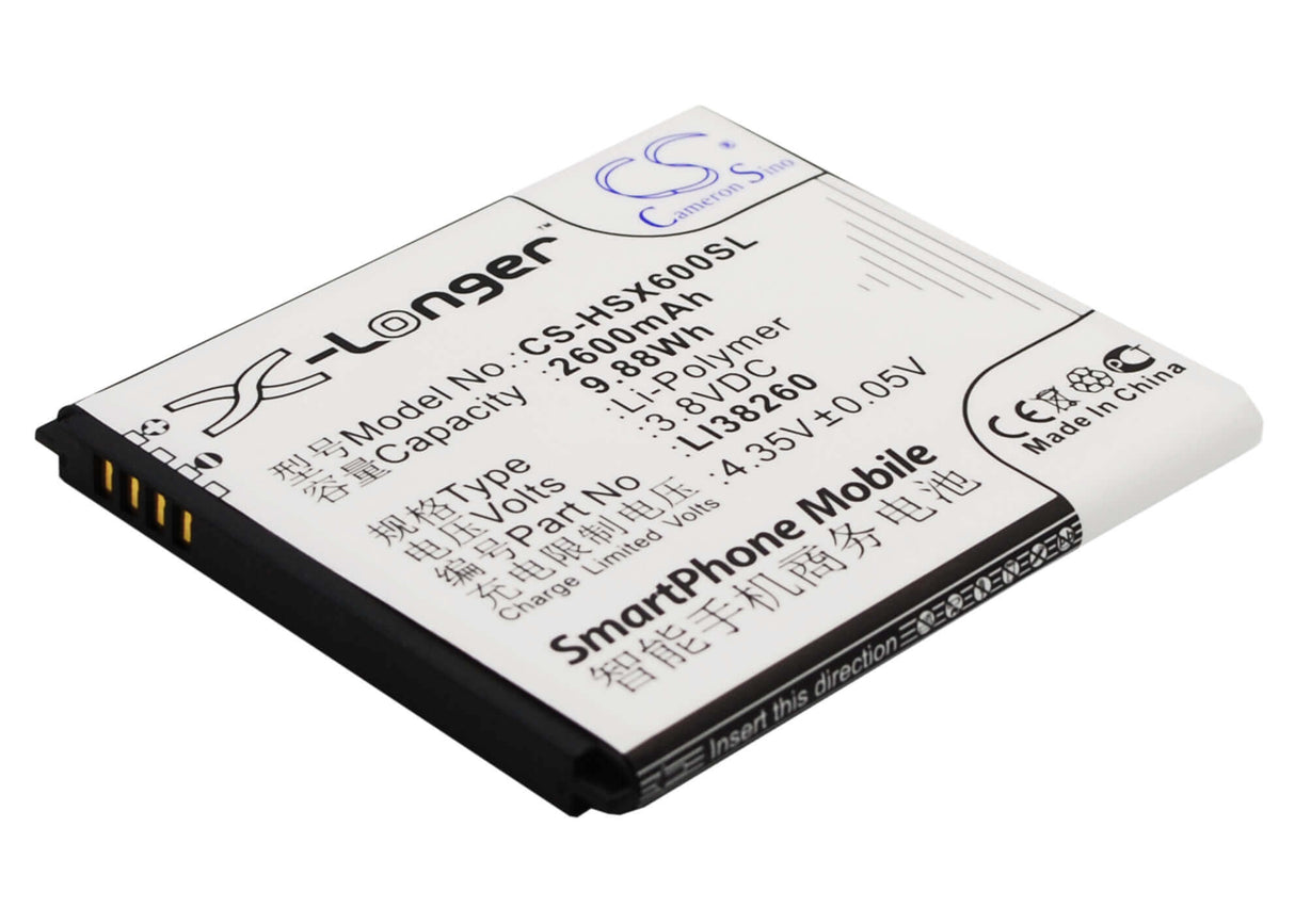 3.8V, Li-ion, 2600mAh, SmartPhone battery fits Hisense, Li38260, Hs-x6, Hs-x6c, 9.88Wh Mobile, SmartPhone Cameron Sino Technology Limited (Smartphone)