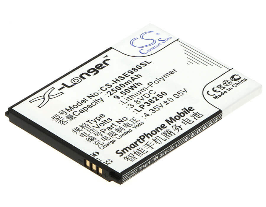 3.8V, Li-Polymer, 2500mAh, SmartPhone battery fits Hisense, Lp38250, Eg980, Mira Ii, 9.5Wh Mobile, SmartPhone Cameron Sino Technology Limited (Smartphone)