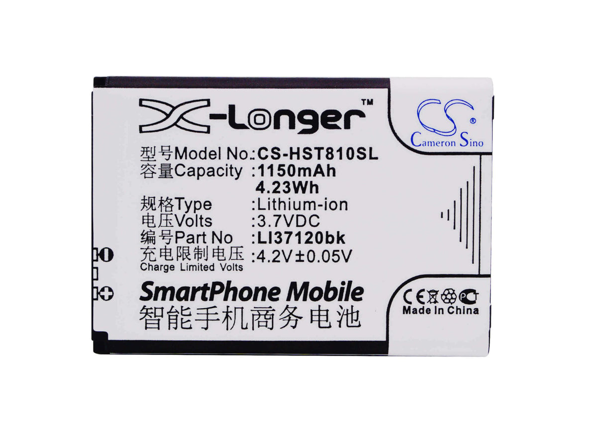 3.7V, Li-ion, 1150mAh, SmartPhone battery fits Hisense, Li37120bk, Hs-t81, T81, 4.26Wh Mobile, SmartPhone Cameron Sino Technology Limited (Suspended)