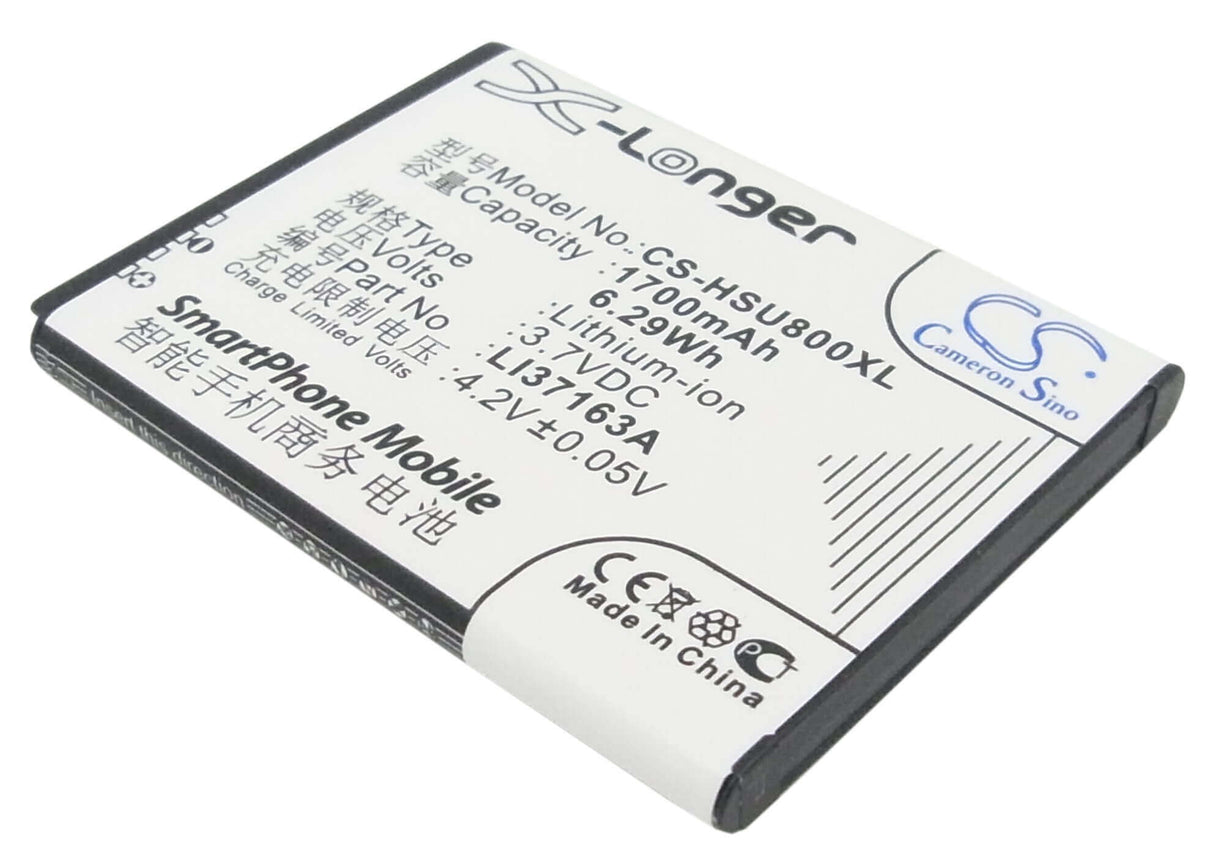 3.7V, Li-ion, 1700mAh, SmartPhone battery fits Hisense, Li37163a, E910, E920, 6.29Wh Mobile, SmartPhone Cameron Sino Technology Limited (Smartphone)