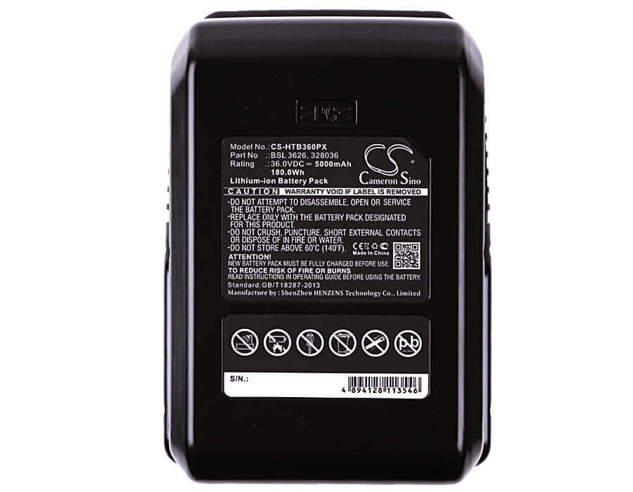 36.0V, Li-ion, 5000mAh, Power Tools battery fits Hitachi, 328036, Dh 36dal, Dh36dl, 180Wh Power Tools Cameron Sino Technology Limited (Dangerous Goods)