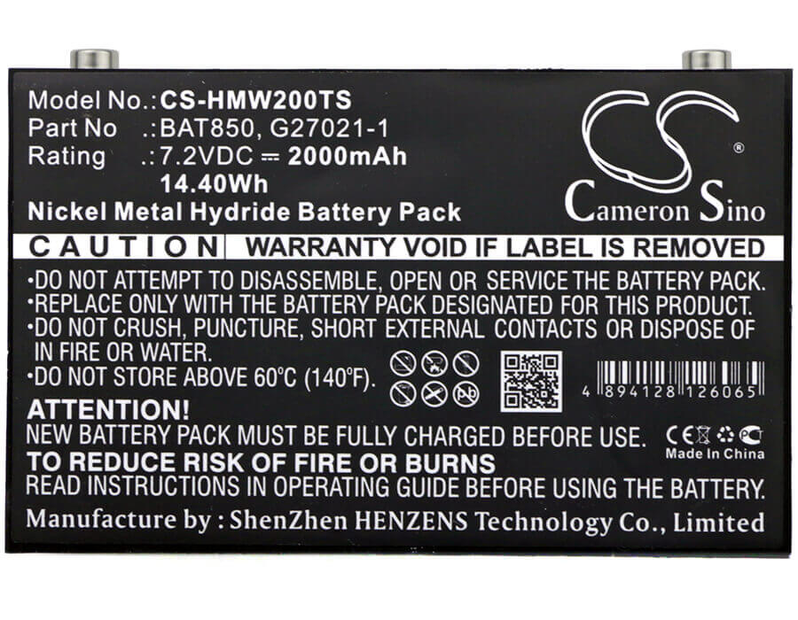 7.2V, Ni-MH, 2000mAh, Headset battery fits Hme, 105g073, Mb Base Stations, Mb100 Base Station, 14.4Wh Wireless Headset Cameron Sino Technology Limited