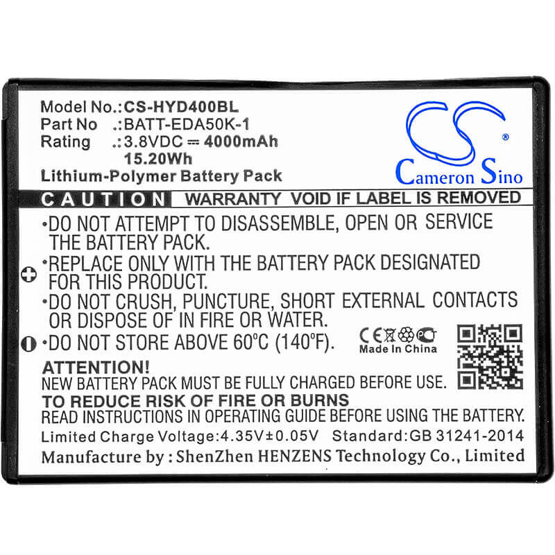 Barcode Scanner Battery For Honeywell, Eda50, Eda50hc, Scanpal Eda40 3.8v, 4000mah - 15.20wh Barcode Scanner Cameron Sino Technology Limited