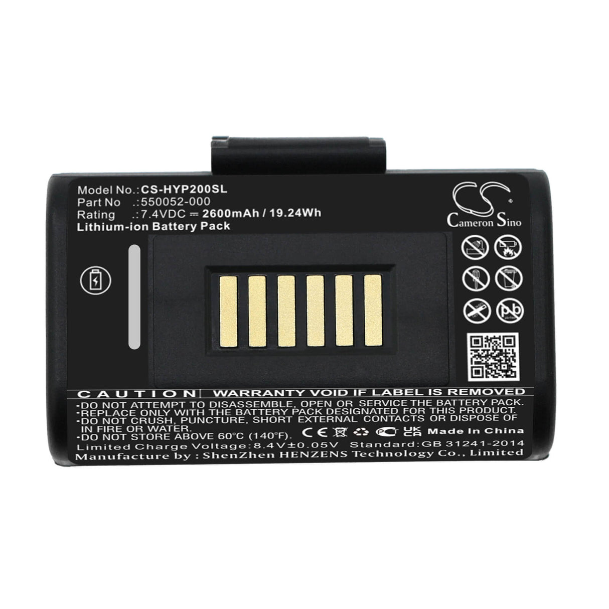 7.4V, Li-ion, 2600mAh, Portable Printer battery fits Datamax, Honeywell, 50133975-001, Oneil Printer, 19.24Wh Portable Printer Cameron Sino Technology Limited