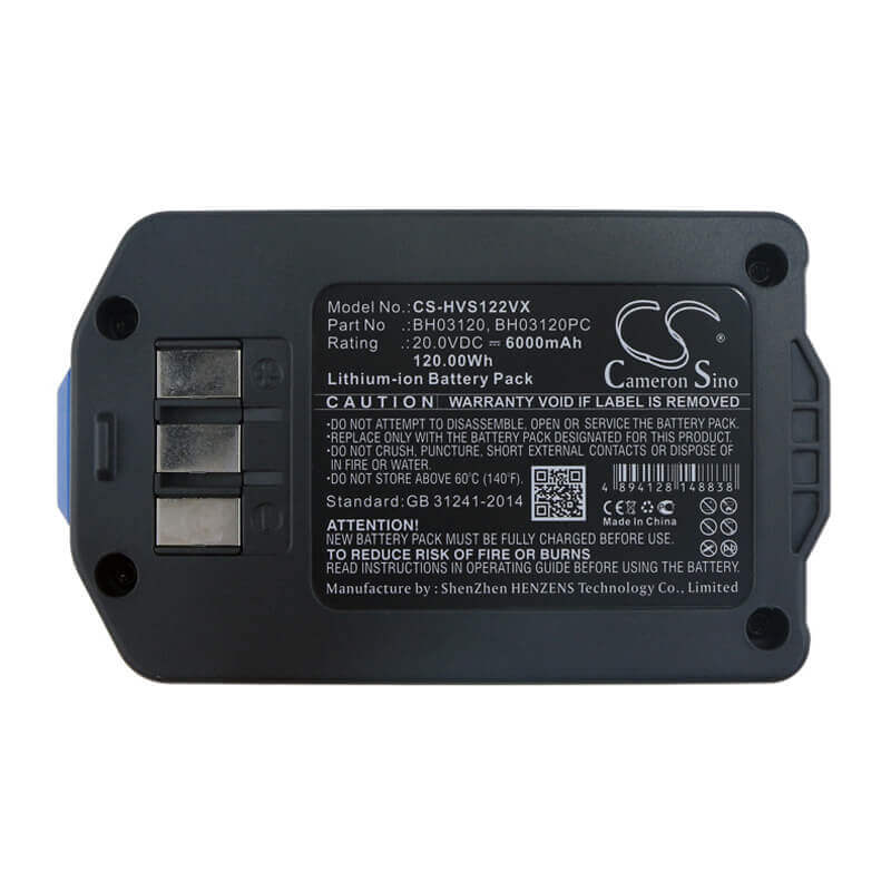 Vacuum battery for Hoover, 7350204042, Air Cordless 20 Volt Upright Vacuum, 20v, 6000mah - 120Wh Vacuum Cameron Sino Technology Limited (Dangerous Goods)