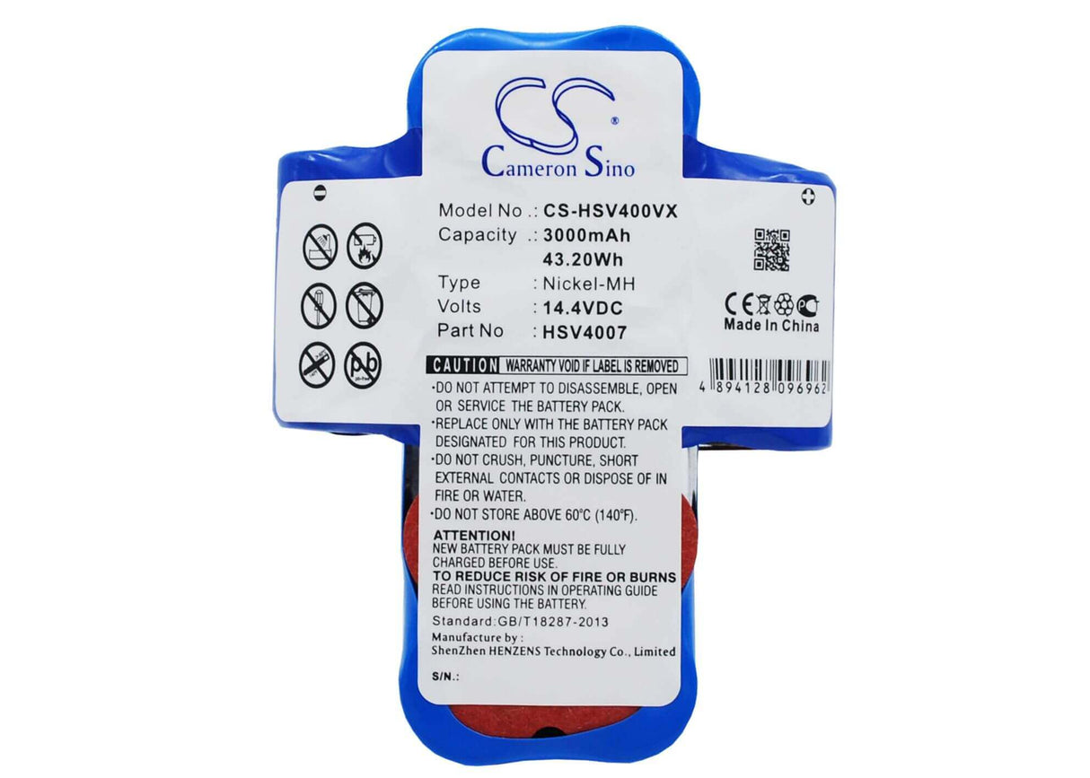 14.4V, Ni-MH, 3000mAh, Vacuum battery fits Hoover, Hsv40, Hsv4007, 43.20Wh Vacuum Cameron Sino Technology Limited