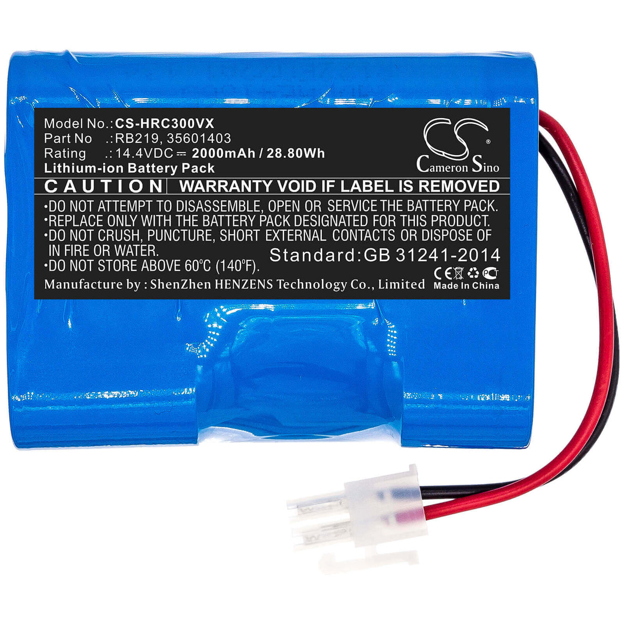 14.4V, Li-ion, 2000mAh, Vacuum battery fits Hoover, Rbc030, Rbc030/1011, Rbc030011, 28.80Wh Vacuum Cameron Sino Technology Limited