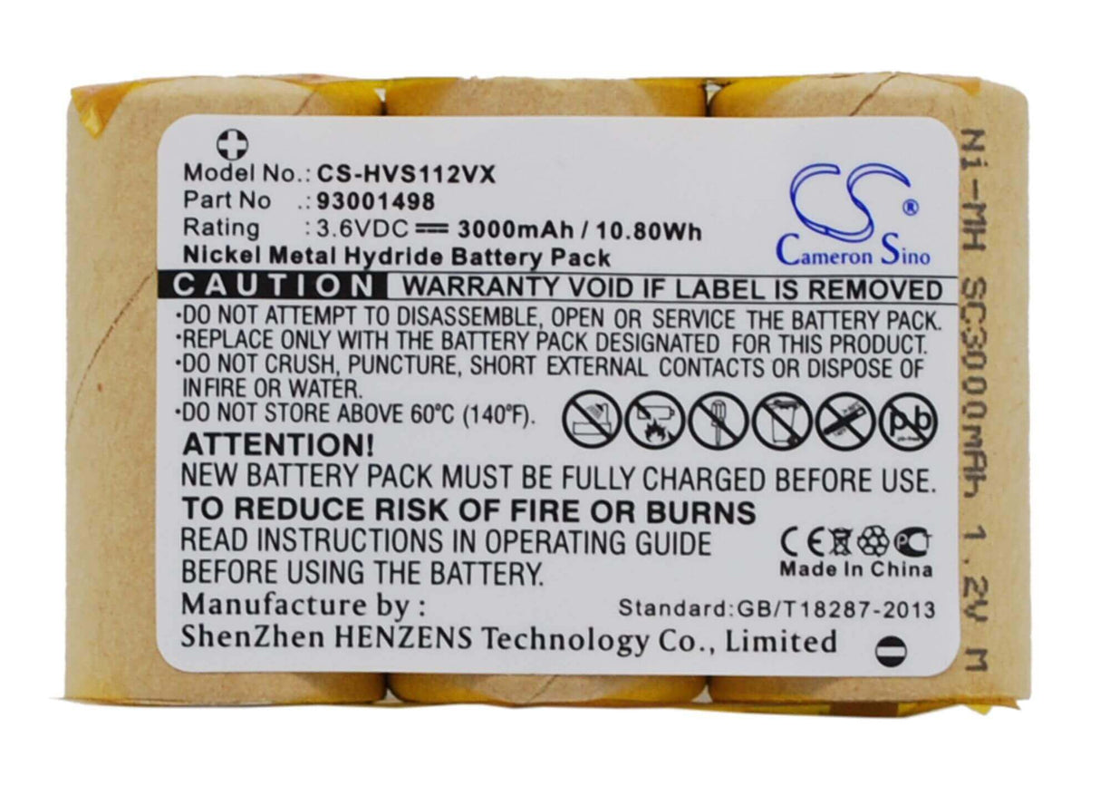 3.6V, Ni-MH, 3000mAh, Vacuum battery fits Hoover, S1120, 10.80Wh Vacuum Cameron Sino Technology Limited