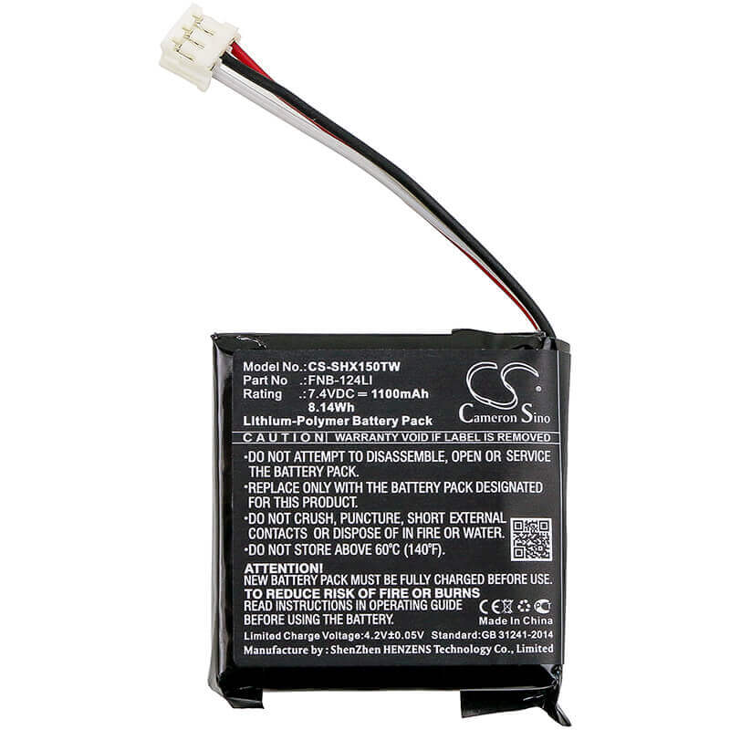 7.4V, Li-Polymer, 1100mAh, Two-Way Radio battery fits Horizon, Standard Horizon, Fnb-124li, Hx150, 8.14Wh Two-Way Radio Cameron Sino Technology Limited