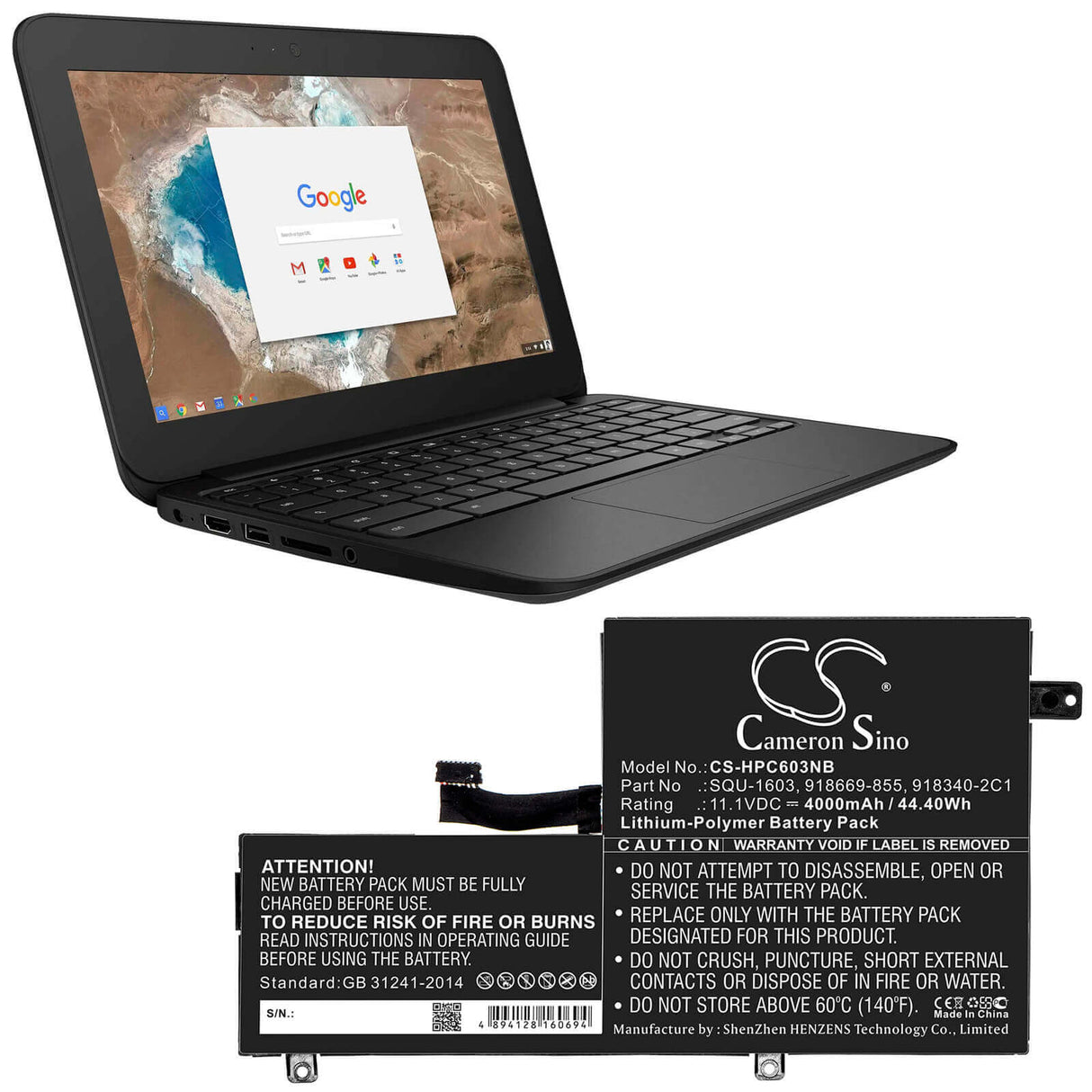 Battery For Hp, 11 G5 Ee Chromebook, Choromebook 11 G5 11.1v, 4000mah - 44.40wh Notebook, Laptop Cameron Sino Technology Limited