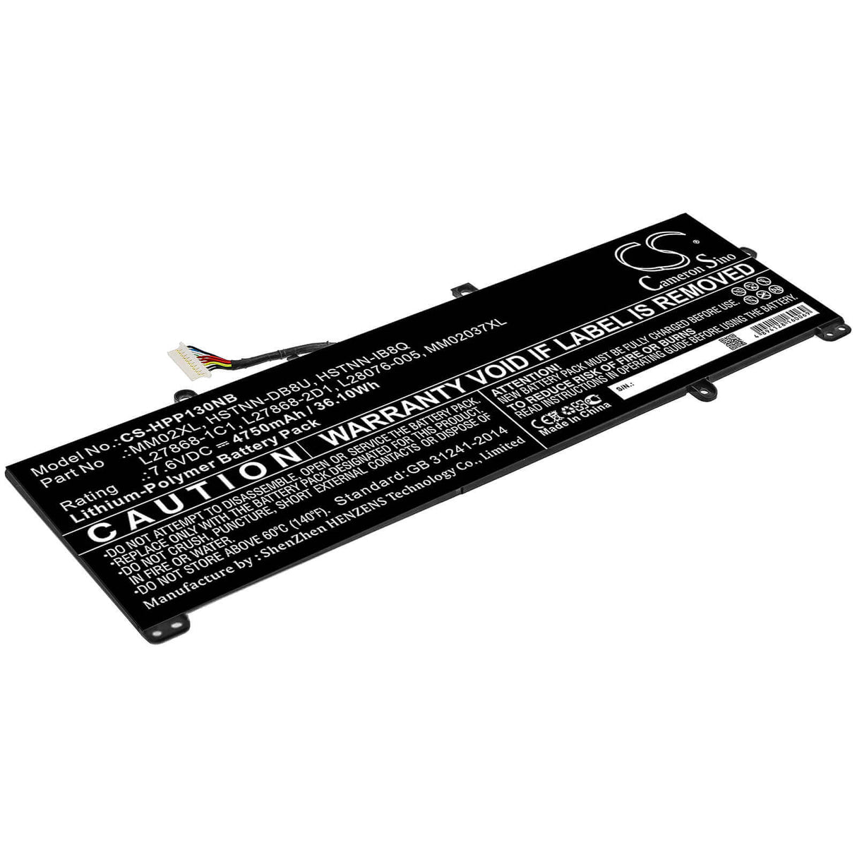 Batterie pour HP, 13-an0006tu, Pavilion 13-an0000ne, Pavilion 13-an0000nh 7.6v, 4750mah - 36.10wh Notebook, ordinateur portable Cameron Sino Technology Limited