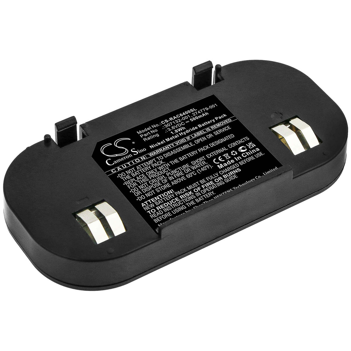 3.6V, Ni-MH, 500mAh, RAID Controller battery fits Hp, 274779-001, 201201-001, 201201-371, 1.8Wh RAID Controller Cameron Sino Technology Limited