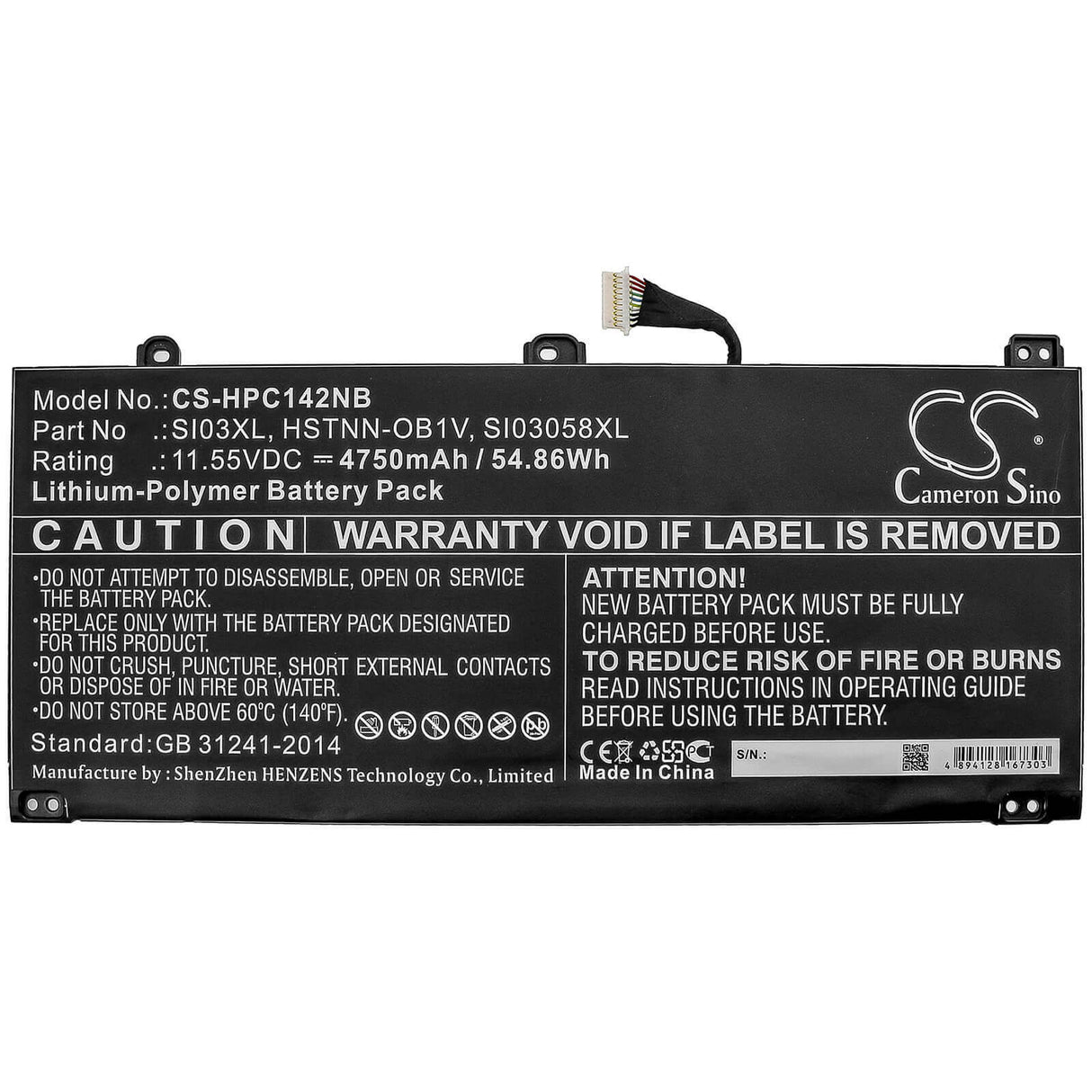 Notebook Battery For Hp, Chromebook 14b 11.55v, 4750mah - 54.86wh Notebook, Laptop Cameron Sino Technology Limited