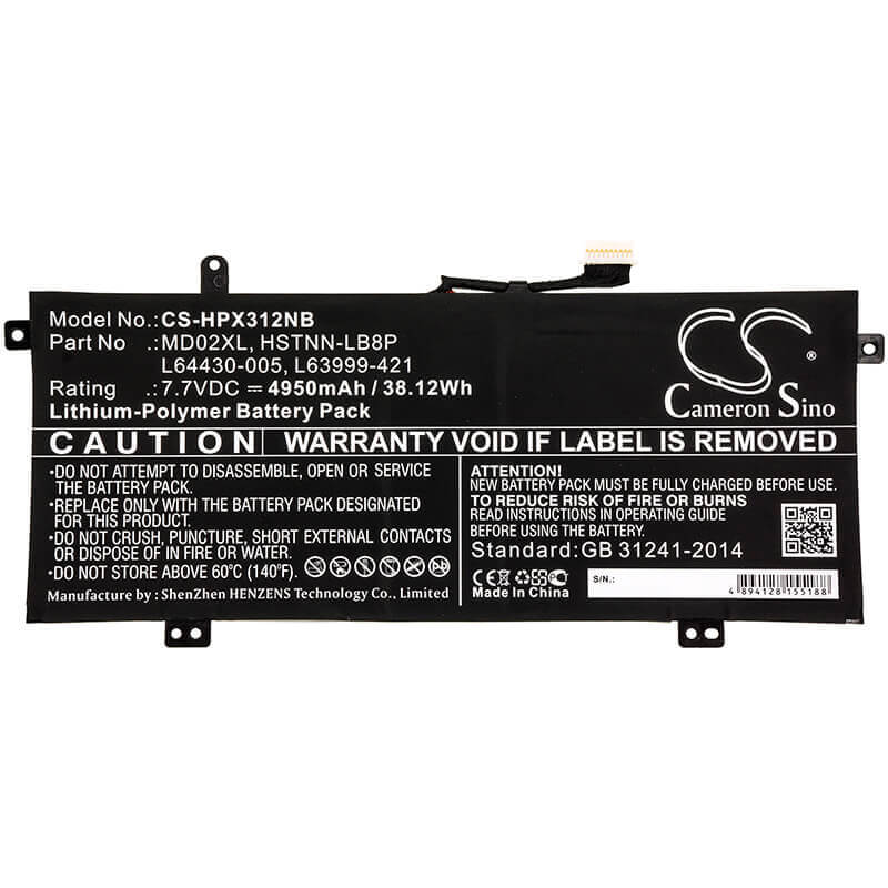 Battery For Hp, Chromebook X360 12b-ca0000ng, Chromebook X360 12b-ca0000ns, Chromebook X360 12b-ca0000ur 7.7v, 4950mah - 38.12wh Notebook, Laptop Cameron Sino Technology Limited