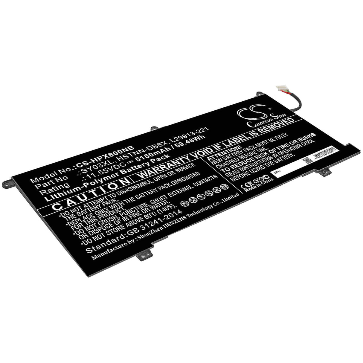 Battery For Hp, Chromebook X360 14 G1, Chromebook X360 14-da 11.55v, 5150mah - 59.48wh Notebook, Laptop Cameron Sino Technology Limited